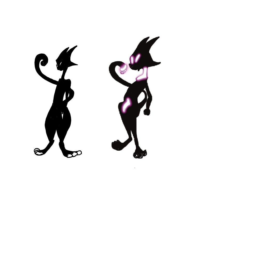 Drawing of cat-like original character standing on two paws